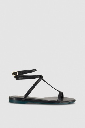 Patrizia Pepe Flat Sandals With Ankle Strap Nere | 51DFQTMHV