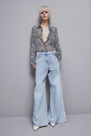 Patrizia Pepe Flowing Patterned Shirt Bianche | 30UEHNBXJ