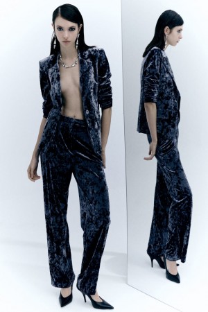 Patrizia Pepe Flowing Velvet Pants Blu | 27DZLEGJH
