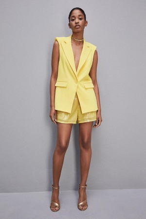 Patrizia Pepe Fluid Twill Sleeveless Vest Gialle | 97WOTDSCP