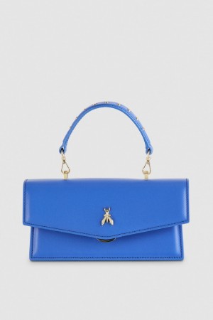 Patrizia Pepe Fly Bamby Leather Shoulder Bag Blu | 71KRDPOMB