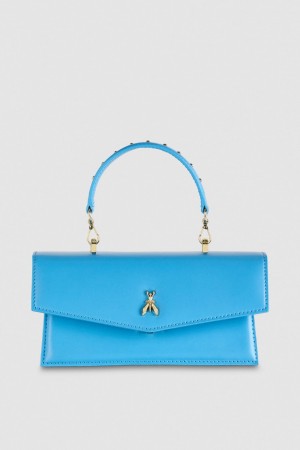 Patrizia Pepe Fly Bamby Leather Shoulder Bag Blu Chiaro | 06AUVGIBS