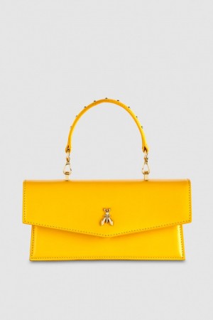 Patrizia Pepe Fly Bamby Leather Shoulder Bag Gialle | 71JVGHRTZ