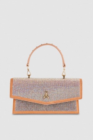 Patrizia Pepe Fly Bamby Shoulder Bag With Rhinestones Rosa | 35GRUNFLX