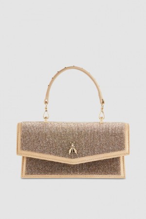 Patrizia Pepe Fly Bamby Shoulder Bag With Rhinestones Beige | 57VCWAKST