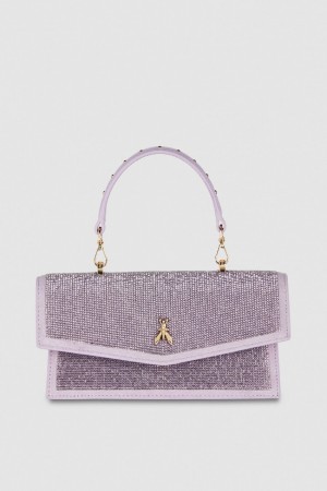 Patrizia Pepe Fly Bamby Shoulder Bag With Rhinestones Rosa | 17QLZSDUA