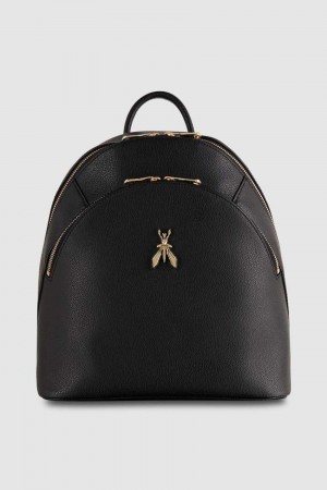 Patrizia Pepe Fly Leather Backpack With Double Pocket Nere | 96UQFEGRV