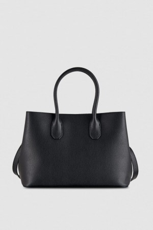 Patrizia Pepe Fly Leather Shopping Bag With Shoulder Strap Nere | 32QUHRVOG