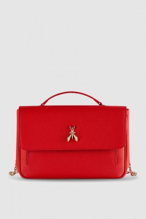 Patrizia Pepe Fly Leather Shoulder Bag With Chain Rosse | 26TRWJUDN
