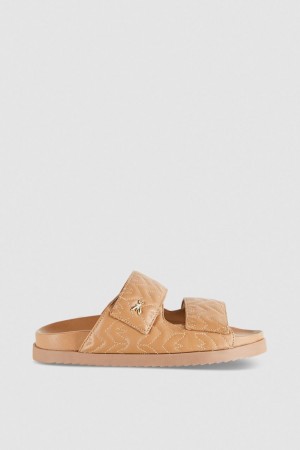 Patrizia Pepe Fly Slippers Monogram Beige | 23LJSRHDB