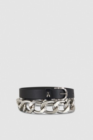 Patrizia Pepe Golden Maxi Chain Belt Nere | 64GBAJIPX