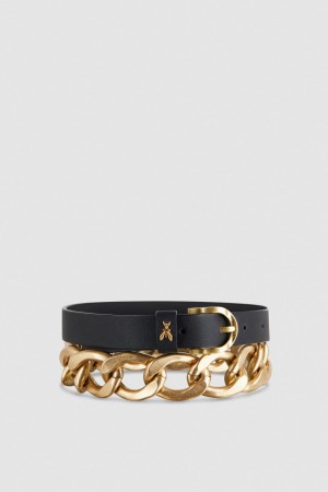 Patrizia Pepe Golden Maxi Chain Belt Nere | 92LQCHFMY