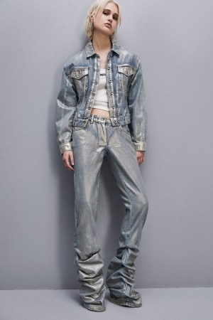 Patrizia Pepe Gold-plated Denim Jacket Oro | 52FIDAPCB