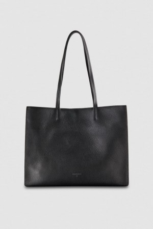 Patrizia Pepe Hammered Leather Shopping Bag Nere | 16MUVSYFX