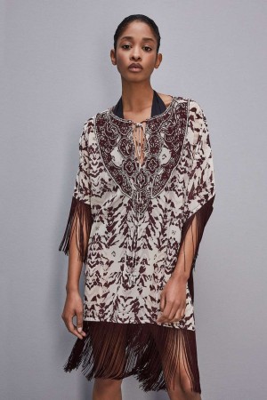 Patrizia Pepe Hand-embroidered Kaftan With Georgette Fringing Colorate | 26KUWLMRO