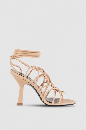 Patrizia Pepe Heeled Ankle Sandals Beige | 70WKCATZS