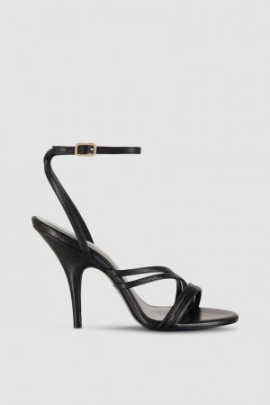 Patrizia Pepe Heeled Leather Sandals Nere | 48WNKCSRV