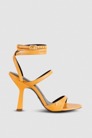 Patrizia Pepe Heeled Sandal With Green Leather Sole Arancioni | 50VJBHNCG