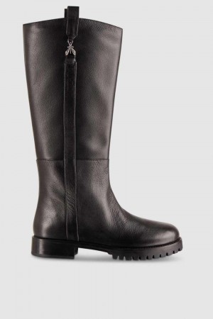 Patrizia Pepe High Nappa Leather Boots With Zipper Nere | 13JYNDOVC