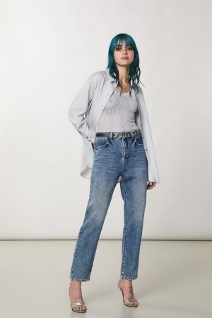 Patrizia Pepe High Waist Denim Pants Blu | 45ZOBJSWG