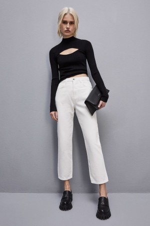 Patrizia Pepe High-waisted Denim Pants Bianche | 42VXELUQB
