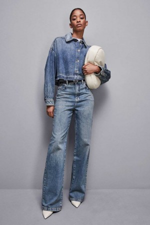 Patrizia Pepe High-waisted Straight Fit Jeans Blu Chiaro | 39XJVUQHY