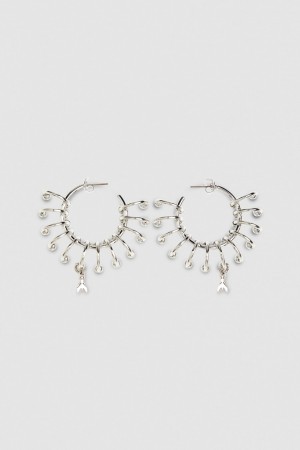 Patrizia Pepe Hoop Earrings With Rings Argento | 61AHJFGIX
