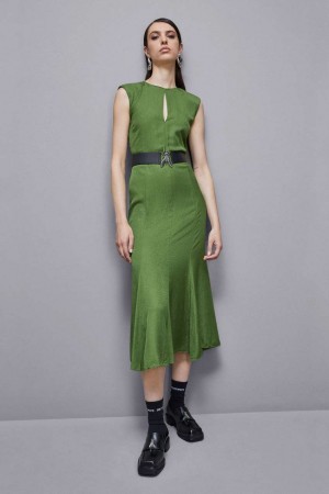 Patrizia Pepe Jacquard Viscose Midi Dress Verdi | 82AZTULIP