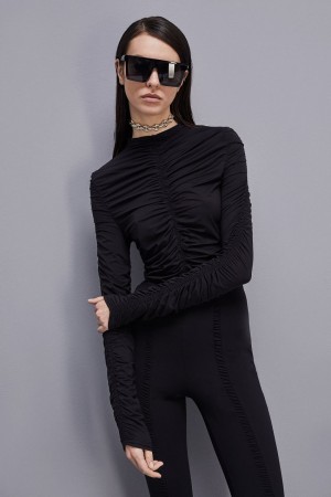 Patrizia Pepe Jersey Sweater With Zipper Nere | 20CDWFHMO