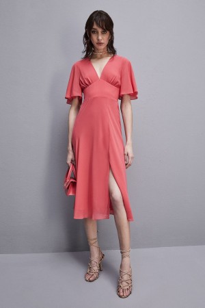 Patrizia Pepe Jeweled Dress In Georgette With Square Back Neckline Rosa | 08ENPKMCF