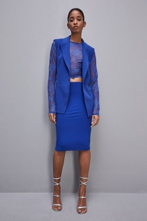 Patrizia Pepe Knee-length Pencil Skirt Blu Chiaro | 96UNDCMLG