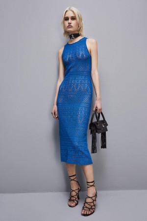 Patrizia Pepe Lace Midi Dress Blu | 46WNDLQCV