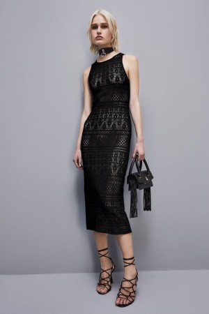 Patrizia Pepe Lace Midi Dress Nere | 91MENJKZG