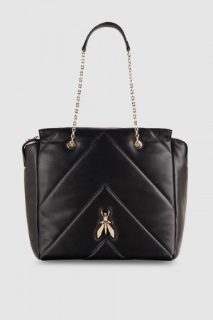 Patrizia Pepe Leather Bucket Bag With Zipper Nere | 19IFAUSLX