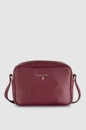 Patrizia Pepe Leather Camera Bag With Inside Pocket Viola | 06ATEHMJR
