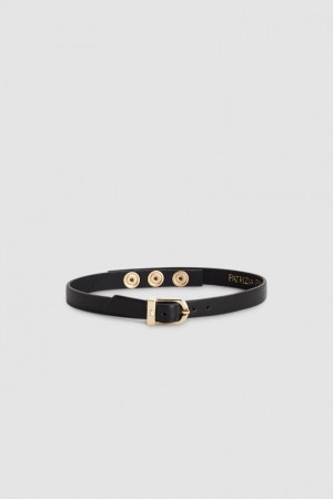 Patrizia Pepe Leather Chocker With Buckle Nere | 47KEYOLFU