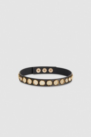 Patrizia Pepe Leather Choker With Micro Mirrors Nere | 42YWBGSEH