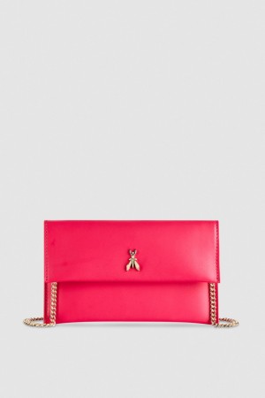Patrizia Pepe Leather Clutch Bag With Chain Shoulder Strap Rosa | 53KTCNZXJ