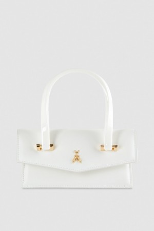 Patrizia Pepe Leather Shoulder Bag With Snap Closure Bianche | 75ATUSMLK