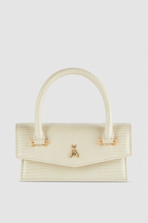 Patrizia Pepe Leather Shoulder Bag With Tejus Print Beige | 10FUMHZDQ