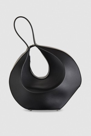 Patrizia Pepe Leather Shoulder Bangle Bag Nere | 14YHVNOLR