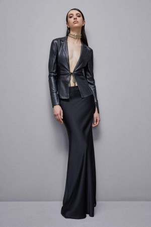Patrizia Pepe Leather-effect Overshirt Jacket Nere | 19UNEIXWY