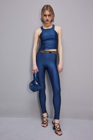 Patrizia Pepe Leggings In Technical Stretch Jersey Blu Chiaro | 18OBDKGCM