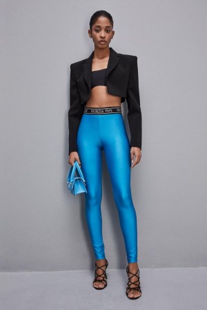 Patrizia Pepe Leggings In Technical Stretch Jersey Blu Chiaro | 85OWFZMYN