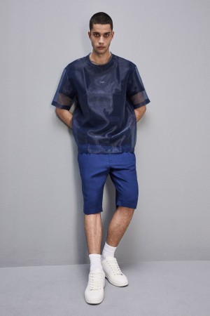 Patrizia Pepe Linen And Viscose Blend Knee-length Shorts Blu Chiaro | 47YMTBSIW