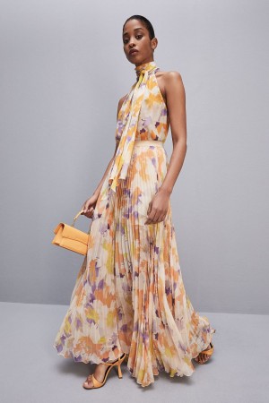 Patrizia Pepe Long Pleated Chiffon Skirt Colorate | 42ARCWDSX