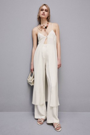 Patrizia Pepe Long Sleeveless Top In Pure Viscose Muslin Bianche | 23ZYNSVLF