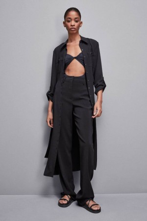 Patrizia Pepe Long-sleeved Chemisier Dress Nere | 98OWMSLKP