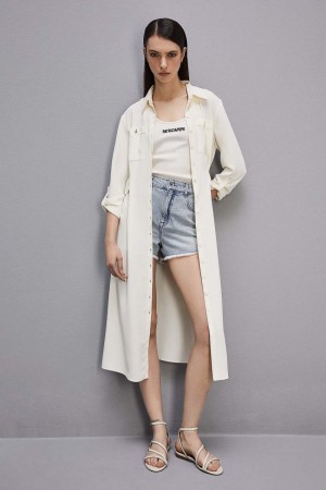 Patrizia Pepe Long-sleeved Chemisier Dress Bianche | 65BMREDHO
