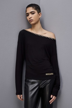 Patrizia Pepe Long-sleeved Jersey Sweater Nere | 19TPILOQB